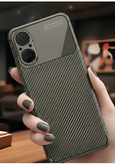 Realme 12 Lite Kılıf Kamera Korumalı Darbe Emici Karbon Fiber Desenli Kapak