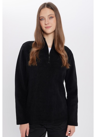 Tudors Unisex Standart Fit Rahat Kesim Tüylenme Yapmayan Soğuk Geçirmez Siyah Dik Yaka Polar Sweatshirt-30131 Siyah