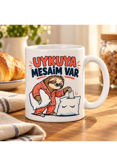 Uykuya Mesai Tasarımlı Porselen Kupa - Model 710 Diğer