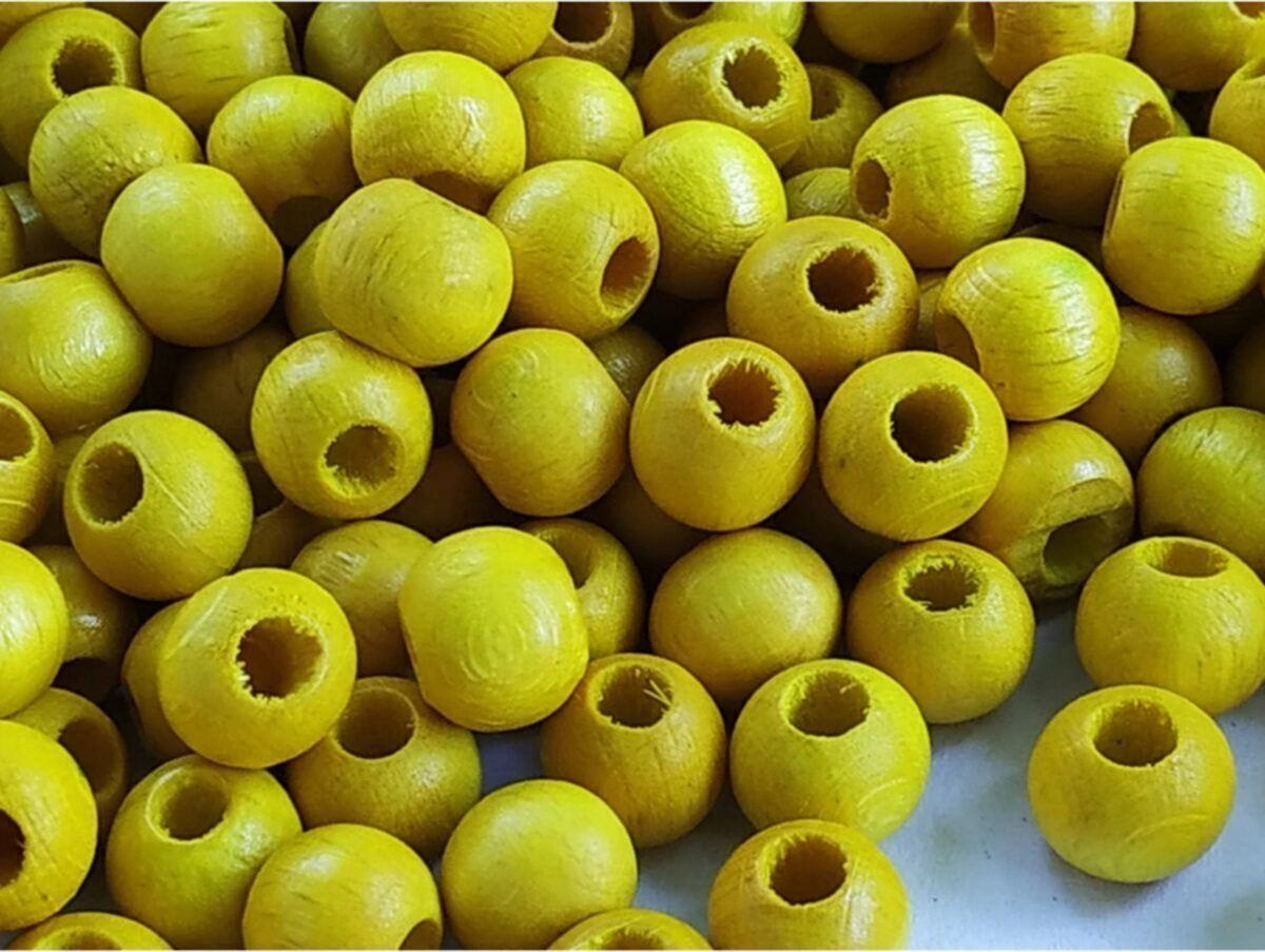 Ahşap Boncuk 10 Mm 100 Gr Ort 250 - 300 Adet Sarı