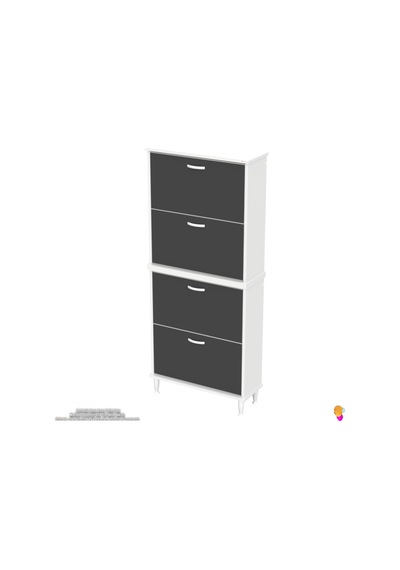 Modilayn Umay' 2 Li Kapı Önü 72 X 168x 25,5 Cm Lik 4 Düşer Kapak 8 Göz Bölmeli Ayakkabılık Beyaz-antrasit Modilayn Umay' 2 Li Kapı Önü 72 X 168x 25,5 Cm Lik 4 Düşer Kapak 8 Göz Bölmeli Ayakkabılık Beyaz-antrasit