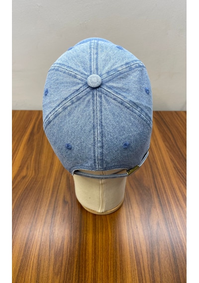 Denim Jean Kot Kumaş Vintage Yıkamalı Unisex Cap Şapka Açık Mavi