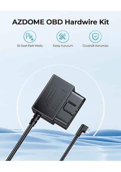 Azdome OBD Hardwire Kit Type-C Giriş 7/24 Park Modu Destekli Güç Adaptörü