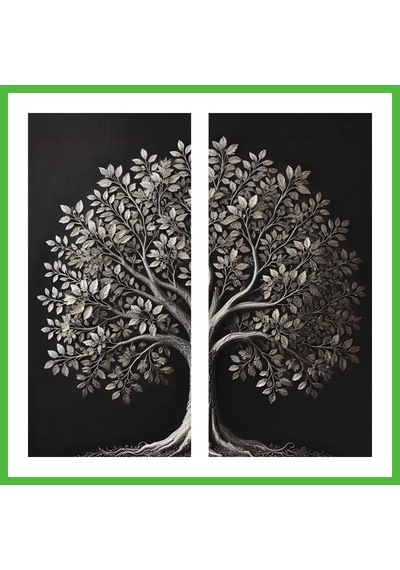 Vaveni 2li Eskitme Krom Ağaç Kanvas Tablo 60x120cm X2 Arz