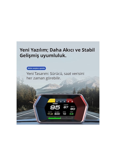 OBD + OBD 2 + GPS Çift Modlu Araç HUD LCD Ekranlı Akıllı Gösterge ve Arıza Tespit Cihazı + Koku