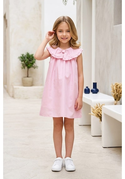 Modanino Kız Çocuk Yaka Fırfırlı Ve Fiyonklu Astarlı Elbise 3-8 Yaş 12676ıs Pembe Modanino Kız Çocuk Yaka Fırfırlı Ve Fiyonklu Astarlı Elbise 3-8 Yaş 12676ıs Pembe