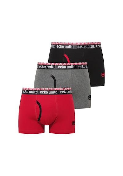 U.S. Polo Assn. Ecko Siyah - Antrasit Melanj - Kırmızı 3'lü Boxer Siyah - Antrasit Melanj - Kırmızı