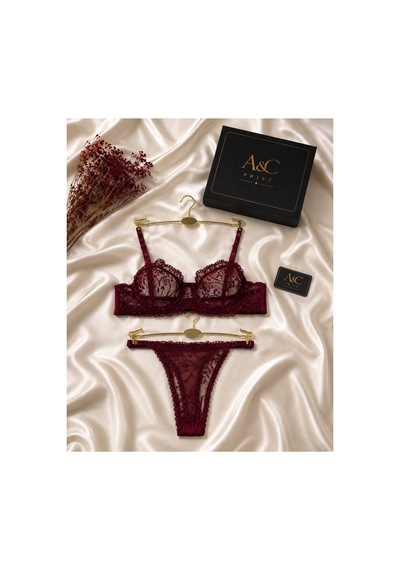 Ac Prive Bordo Transparan Dantel Sütyen Külot Brode Takımı- Özel Kutulu Bordo - 915790783 Bordo Ac Prive Bordo Transparan Dantel Sütyen Külot Brode Takımı- Özel Kutulu Bordo - 915790783 Bordo