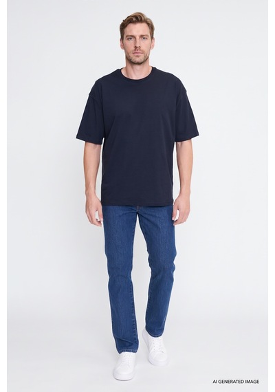Ac&Co / Altınyıldız Classics Erkek Lacı %100 Pamuk Oversize Fit Rahat Kesim Bisiklet Yaka Basic Tişört