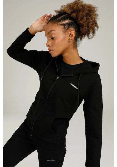 Lumberjack Sn77 Basic Full Zip Kapsonlu Fermuarli Bayan Sweat - Siyah