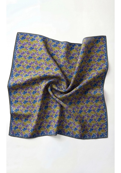 Silk Home Soft Eşarp Floral Line Mavi Mor 90x90 Çok Renkli