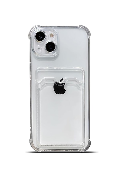 Teknomoda Apple Uyumlu iPhone 15 Kılıf Kartlıklı Anti Şok Korumalı Şeffaf Silikon Şeffaf Açık Şeffaf