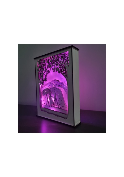 Özel Tasarım 8 Katmanlı Ahşap Dekoratif Ressam Gece Lambası Pembe - 738559961 Pembe
