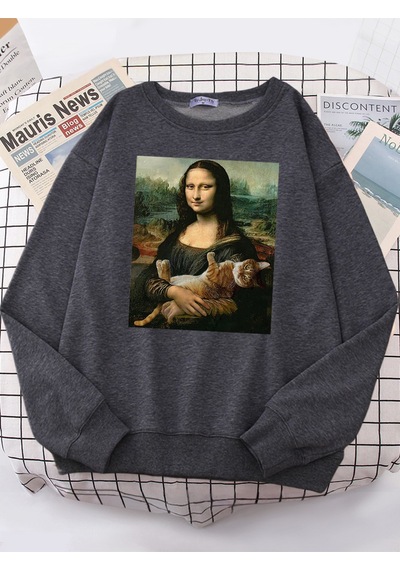 Startmore Startmoret Shirt Mona Lisa Sarılma Kedi Kawaii Kadın Hoodies Moda Rahat Hoodie Boy Gevşek Tişörtü Sıca Antrasit Startmore Startmoret Shirt Mona Lisa Sarılma Kedi Kawaii Kadın Hoodies Moda Rahat Hoodie Boy Gevşek Tişörtü Sıca Antrasit