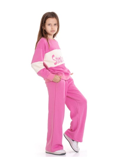 Modanino Kız Çocuk 3 İplik Ve Şardonsuz Eşofman Takımı 5-9 Yaş 12487 Pembe