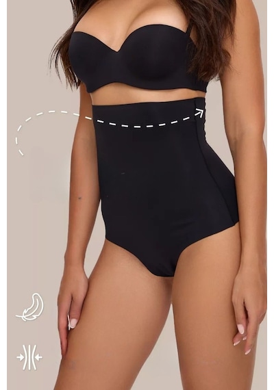 Private Model Iz Yapmaz Toparlayıcı Rahat Lazer Kesim Slip Külot Siyah Renk Siyah