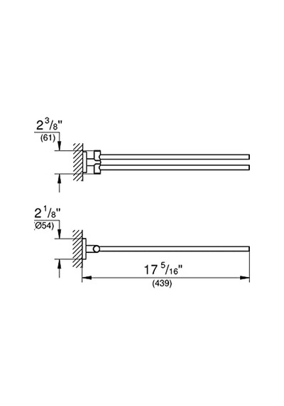 Start İkili Uzun Havluluk, 439 Mm, Duş, Banyo Aksesuarları, Krom, 41183000 Çok Renkli