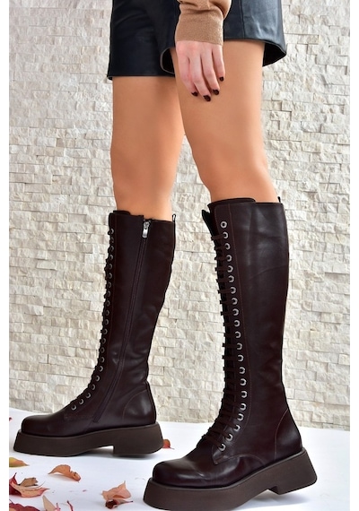 Fox Shoes Kahverengi Bağcıklı Günlük Kadın Çizme L610130909