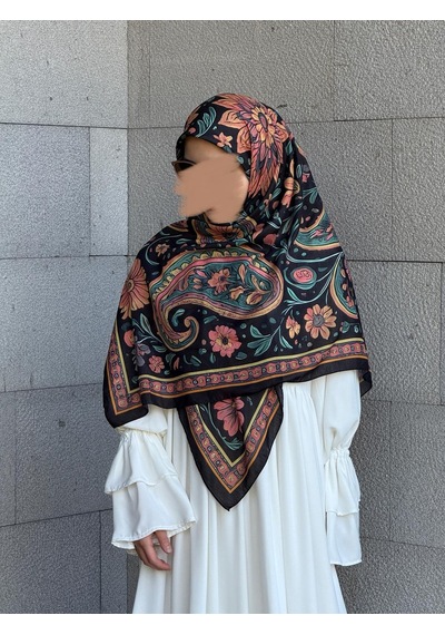 Qalortex Scarf Pamuklu Vintage Desen Eşarp-karma
