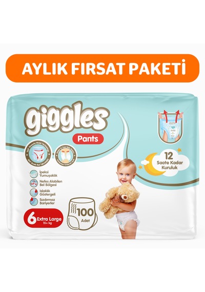 Giggles Pants Külotlu Bebek Bezi 6 Numara Xlarge 100 Adet