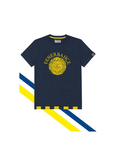Fenerium Erkek Tribün Tek Renk Logolu T-shirt Lacivert