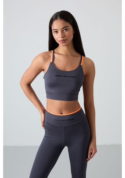 Tommylife Antrasit Esnek Standart Fit Performans Kadın Tayt Takım - 95333