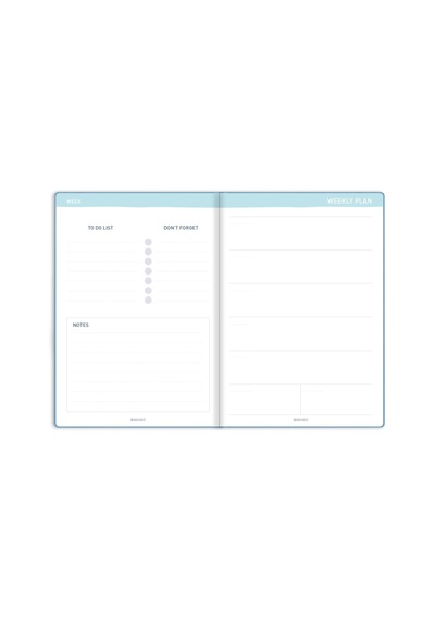 15x21 Keten Süresiz Planlayıcı Ajanda Defter Mavi Çok Renkli