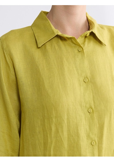 Lcw Everyday Sarı Oversize %100 Keten Kadın Gömlek Tunik