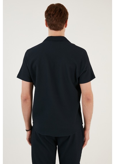 Buratti Apaş Yaka Kısa Kollu Regular Fit Erkek Gömlek Cf24S117842 Lacivert