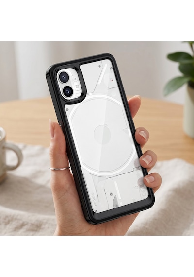 Caseonn Nothing Phone 1 Kılıf Kamera Korumalı Darbe Emici Şeffaf Arka Kapak Siyah