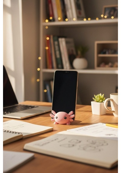 Sevimli Aksolotl Masaüstü Telefon Standı Çok Renkli