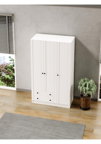 Kuzeylife Elegante Modern Tasarımlı Membran Kapaklı 3 Kapılı Gardırop (50cm Derinlik)
