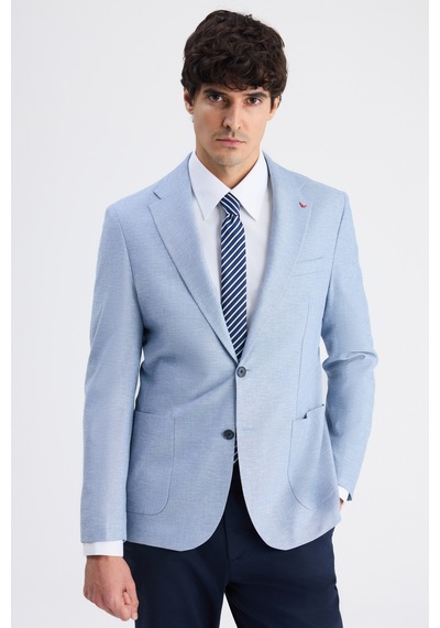 D's Damat Ds Damat Slim Fit Mavi Düz Kumaş Ceket 6hf044700436m 701