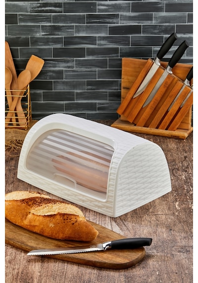 Ekmeklik Sürgü Kapaklı Ekmek Saklama Kutusu Saklama Kabı Beyaz