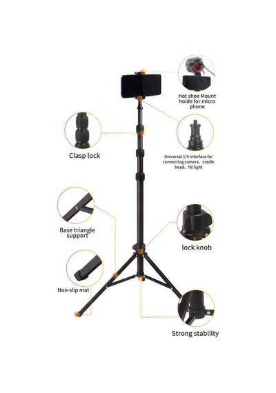 Jmary MT-45 Tripod 168 cm 360 Derece Dönebilen Başlık 3 Kademeli Yükseklik Ayarı