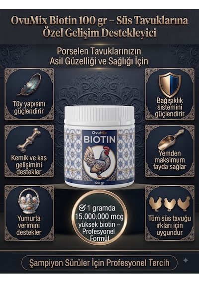 Biotin 300 Gr - Kanatlı Gelişim Destekleyici Ve Yumurta Verim Artırıcı