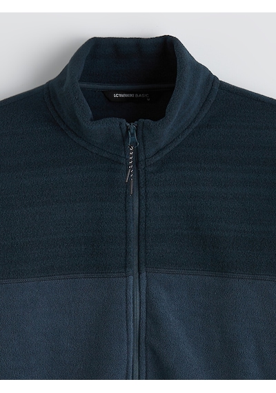 Lcwaıkıkı Basic Petrol Dik Yaka Polar Erkek Fermuarlı Sweatshirt