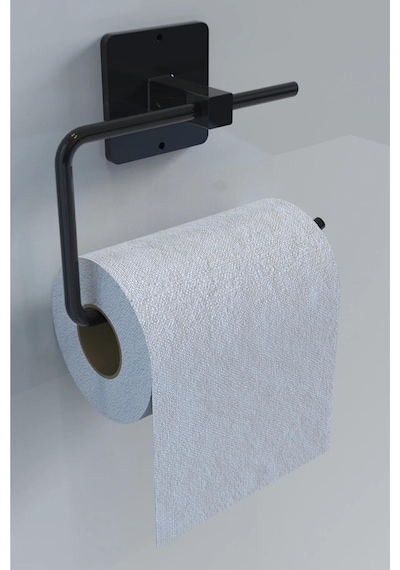 Siyah Uzun Havluluk Ve Tuvalet Kağıdı Tutacağı Avantajlı 2'li Set, Banyo Aksesuarları Siyah
