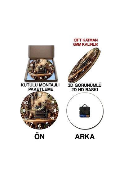 Sessiz Yuvarlak Ahşap Duvar Saati, Kuvars Hareketli 3d Görünümlü 2d Saat Sdw119