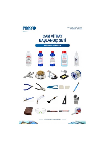 Cam Vitray Başlangıç Seti Premium 25 Parça Profesyonel Cam Kesme, Şekillendirme Ve Lehimleme Seti