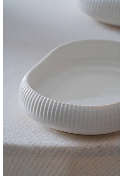 Acar Bianco Perla Porselen Oval Tabak - 17 Cm Beyaz
