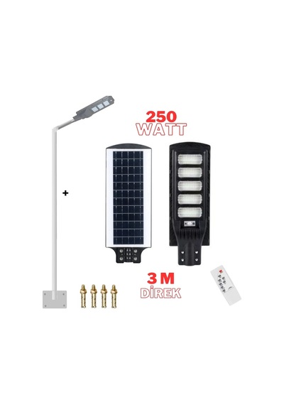 250 Watt Güneş Enerjili Sokak Lambası Direkli