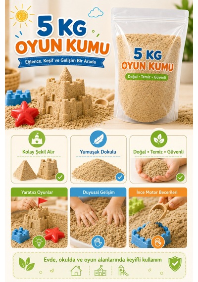 5 Kg Oyun Kumu Şekil Alabilen Yumuşak Dokulu Eğitici Aktivite Kumu Çocuk Oyun Kumu Bej