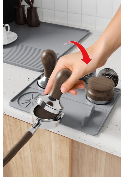 Gri 38,5x58 Cm Silikon Kahve Makinesi Pedi Tamper Matı Tamper Tutucu Cin963 Gri