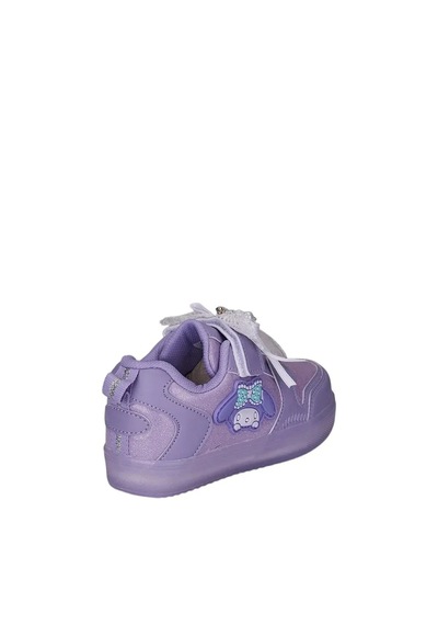 Zacoz Kız Çocuk Simli Kışlık Okul Ayakkabısı İnci Detaylı Kurdeleli Işıklı Sneaker Mor