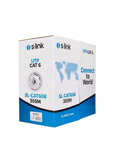Ontech - S-lınk Sl-cat608 305mt 6mm 24awg Cat6 Kablo Gri