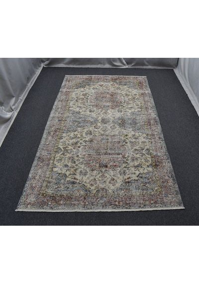 Zehra Abla Halı Vintage 4m2 El Dokuma Dekoratif Çift Göbekli Yün Halı 7156 Çok Renkli