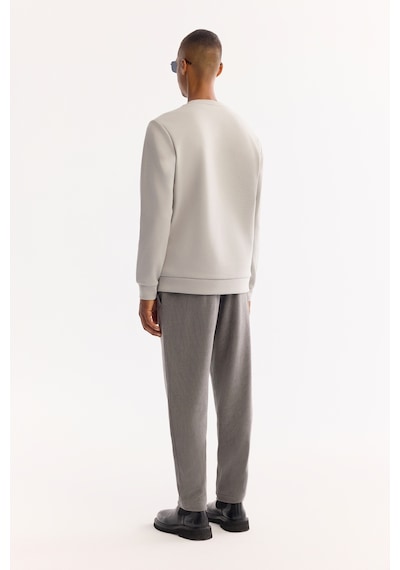 Avva Erkek Siyah Bisiklet Yaka Pamuklu Bi-stretch Baskılı Regular Fit Sweatshirt A52y1215 Gri