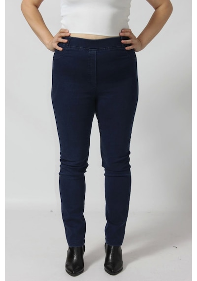 Moda Berray R001 Beli Lastikli Esnek Büyük Beden Mevsimlik Mavi Kot Pantolon Mavi
