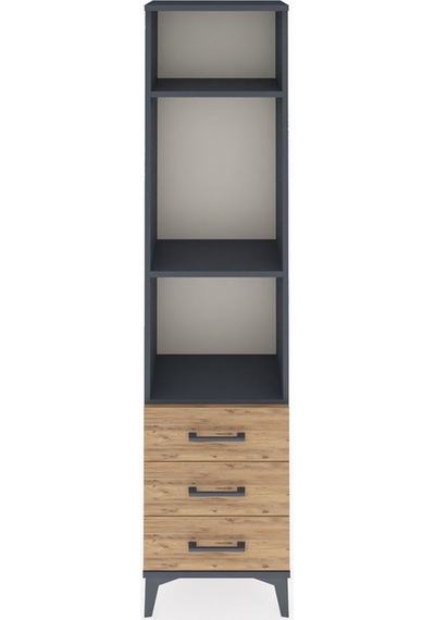 Arges Dolap 3 Raflı 3 Çekmeceli 44x30x182 Antrasit-çam Antrasit